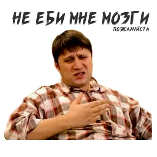 🤔 НЕ ЕБИ МНЕ МОЗГИ
ПОЖЕЛАУЙСТА russian, text, offensive, swear, expression, man telegram sticker