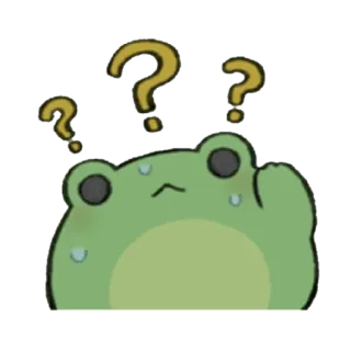 😀 개구리, 질문, 생각, 만화, 혼란스러움 telegram sticker