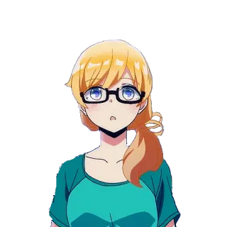 😮 anime, woman, glasses, cartoon, character, blond hair whatsapp sticker