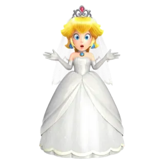 💟 Princess Peach princess, peach, mario, dress, crown, wedding telegram sticker