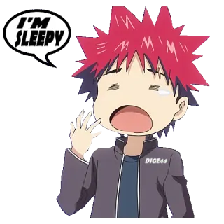 😪 I'M SLEEPY Anime, Assonnato, Cartone animato, Stanco, Sbadiglio, Triste, Espressione telegram sticker