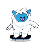 🛹 Yeti, Monster, Skateboard, Schnee, Cartoon telegram sticker