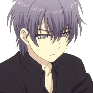 😒 anime, purple hair, serious, guy, cartoon telegram sticker