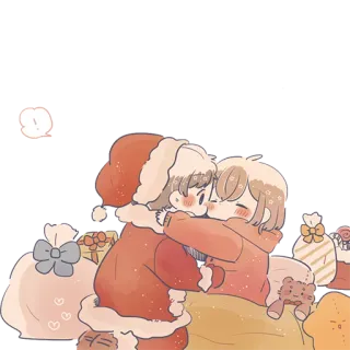 🎅 natale, babbo natale, abbraccio, carino, vacanze, amore, regali telegram sticker