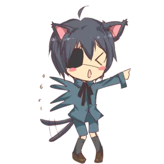 😆 Anime, Katze, Charakter, Kawaii, Süß, Einäugig telegram sticker