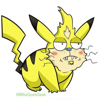 ⚡ @MikeGoesGeek pikachu, cartoon, parodie, lustig, gelb, tier, pokemon telegram sticker