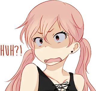 😦 HUH?! Аниме, Вопрос, В замешательстве, Мультфильм, Восклицание whatsapp sticker
