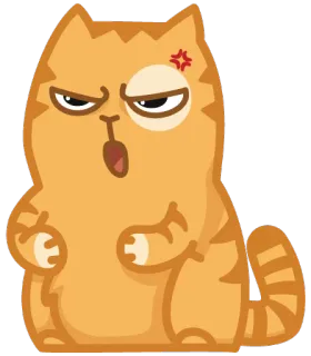 👺 kat, boos, cartoon, schattig, katachtig, dier, sticker whatsapp sticker