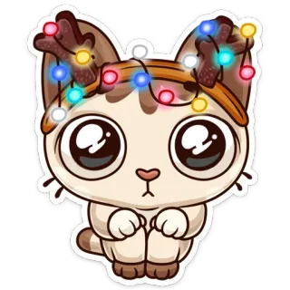 🎄 Katze, Kätzchen, Tier, süß, kawaii, Weihnachten, Rentier telegram sticker