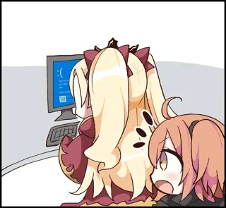 😨 Anime, Erreur informatique, Écran bleu, Dessin animé, Art numérique telegram sticker