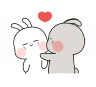 💋 lapin, mignon, amour, coeur, dessin animé, animal, autocollant whatsapp sticker