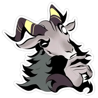🤔 capra, animale, corna, cartone animato, illustrazione, adesivo telegram sticker