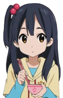 🙄 Anime, Mädchen, Essen, Schüssel, Essstäbchen, Cartoon, Figur, Süß whatsapp sticker
