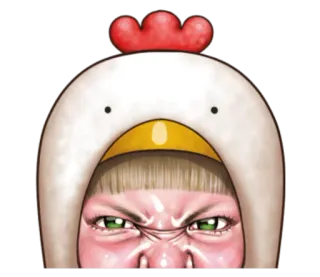 🐔 chicken, hoodie, angry, portrait, costume telegram sticker