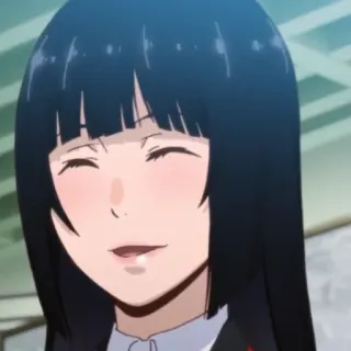 ☺️ Yumeko Jabami Kakegurui animé, fille, cheveux noirs, souriante, Kakegurui, Yumeko Jabami, dessin animé telegram sticker