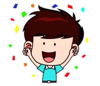 🎉 festa, coriandoli, cartone animato, felice, bambino, festa telegram sticker