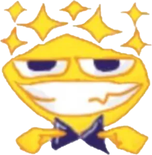 🤓 Emoji, Che indica, Scintillante, Soddisfatto, Cartone animato, Giallo, Personaggio whatsapp sticker