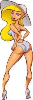 ➡️ donna, costume da bagno, cappello, cartone animato, bionda, sexy whatsapp sticker