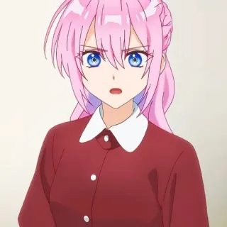 🙂 animé, dessin animé, cheveux roses, personnage telegram sticker
