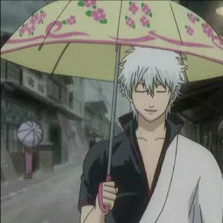 🍡 Sakata Gintoki Gintama Anime, Parapluie, Gintama, Sakata Gintoki, Personnage, Pluie, Fleurs telegram sticker