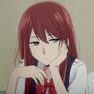 ➖ anime, girl, bored, red hair, tired telegram sticker