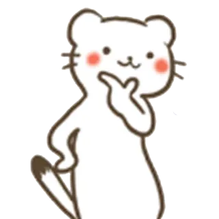 🤔 可爱, 思考, 动物, 卡通, 白色, 猫 telegram sticker