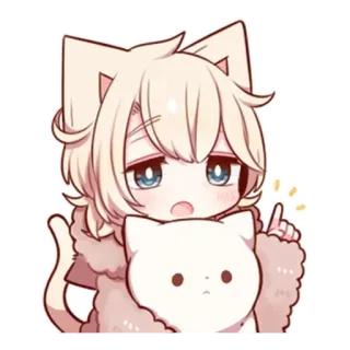 🌟 Anime, Kucing, Chibi, Imut, Kawaii, Manga telegram sticker