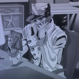 🤭 Jotaro Kujo JoJo's Bizarre Adventure Anime, Manga, Jotaro, JoJo's Bizarre Adventure, Karakter, Telepon telegram sticker
