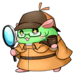 🔍 detektiv, hamster, cartoon, sherlock holmes, süß, tier, ermittler telegram sticker