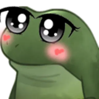 😊 rana, lindo, kawaii, animal, verde, ojos, rubor whatsapp sticker