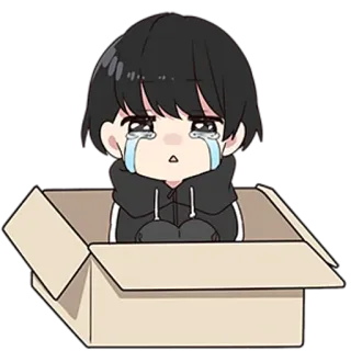 😭 Anime, Pleurs, Triste, Chibi, Boîte, Émotionnel telegram sticker