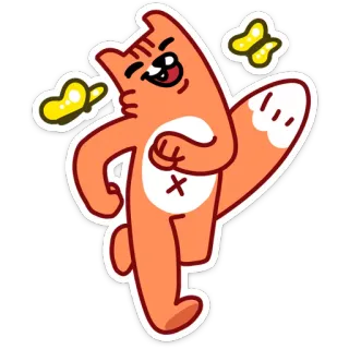 ☺️ fox, cartoon, animal, butterfly, cute, sticker, cheerful, whimsical telegram sticker