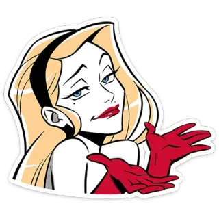 🤷‍♀️ wanita, kartun, karakter, pirang, sarung tangan, lipstik merah telegram sticker