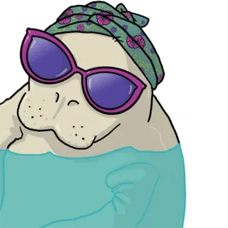 👙 ламантин, солнцезащитные очки, морская корова, животное, вода, море whatsapp sticker