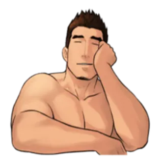😑 man, muscular, relaxing, shirtless, handsome telegram sticker