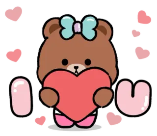 ⭐ I U 곰, 하트, 사랑, 귀여운, 만화, 사랑해 telegram sticker