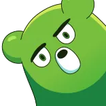 🤨 niedźwiedź, zielony, zwierzę, kreskówka, słodki, wyraz telegram sticker
