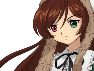 😠 Anime, Manga, Cô gái, tóc nâu, mắt xanh lá, dị sắc tố mống mắt telegram sticker