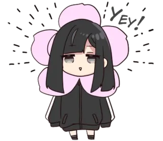 😊 Yey! Anime, Lindo, Flor, Chica, Dibujos animados, Chibi whatsapp sticker