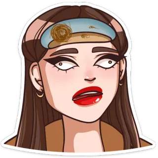 🤤 donna, confusa, mal di testa, cervello, adesivo, cartone animato, espressione whatsapp sticker