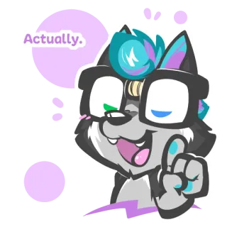 🤫 Actually. 퍼리, 늑대, 안경, 만화, 밈, 실제로 telegram sticker