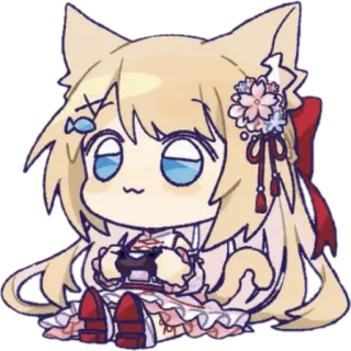 🕹 Anime, Chibi, Kawaii, Ragazza gatto, Videogioco, Carino, Gaming telegram sticker