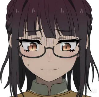😥 Anime, Mädchen, nervös, Schweiß, Brille, Cartoon telegram sticker