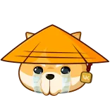 😭 Hund, weinend, traurig, Shiba Inu, Sticker, Emoji, Asiatischer Hut telegram sticker