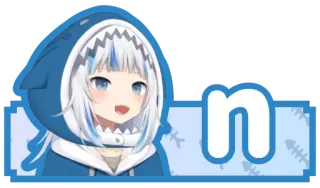 🔤 n gawr gura, vtuber, ragazza anime, felpa squalo, carina, avatar telegram sticker