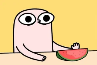 🌻 漫画, キャラクター, スイカ, 食べ物, イラスト, イラスト telegram sticker