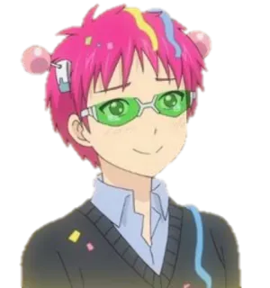 🎉 Kusuo Saiki The Disastrous Life of Saiki K. Аниме, Психокинез, Персонаж, Розовые волосы, Школьная форма telegram sticker