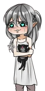 😍 PAPA HELP! Anime, Fille, Pleurs, Yeux Coeur, Chat telegram sticker