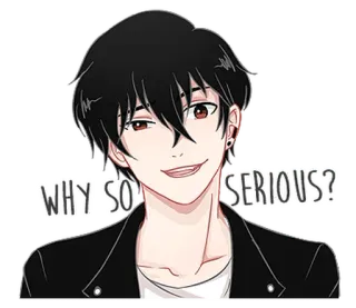 😏 WHY SO SERIOUS? Anime, Pytanie, Poważny, Męski, Postać, Portret whatsapp sticker