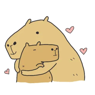 🥰 Capivara, Animais, Fofo, Corações, Amor, Desenho animado telegram sticker